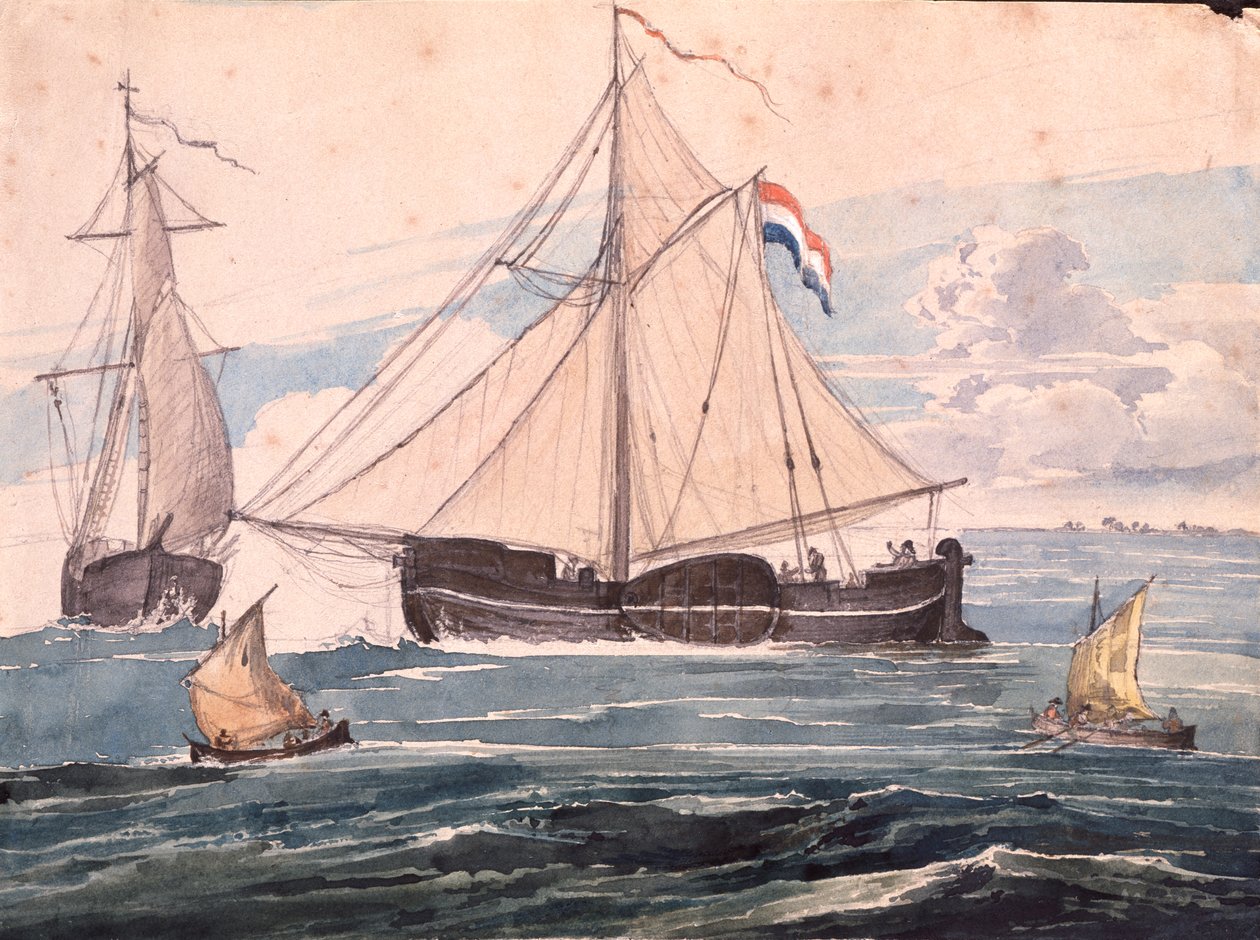 Kanonenboot bei Helvoet, Holland von Karl Bodmer