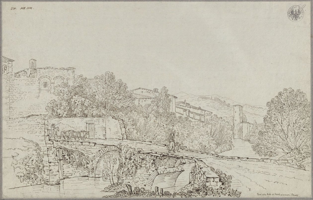 Ansicht von Rieti in den Apenninen mit der Brücke über den Velino von Karl Friedrich Schinkel