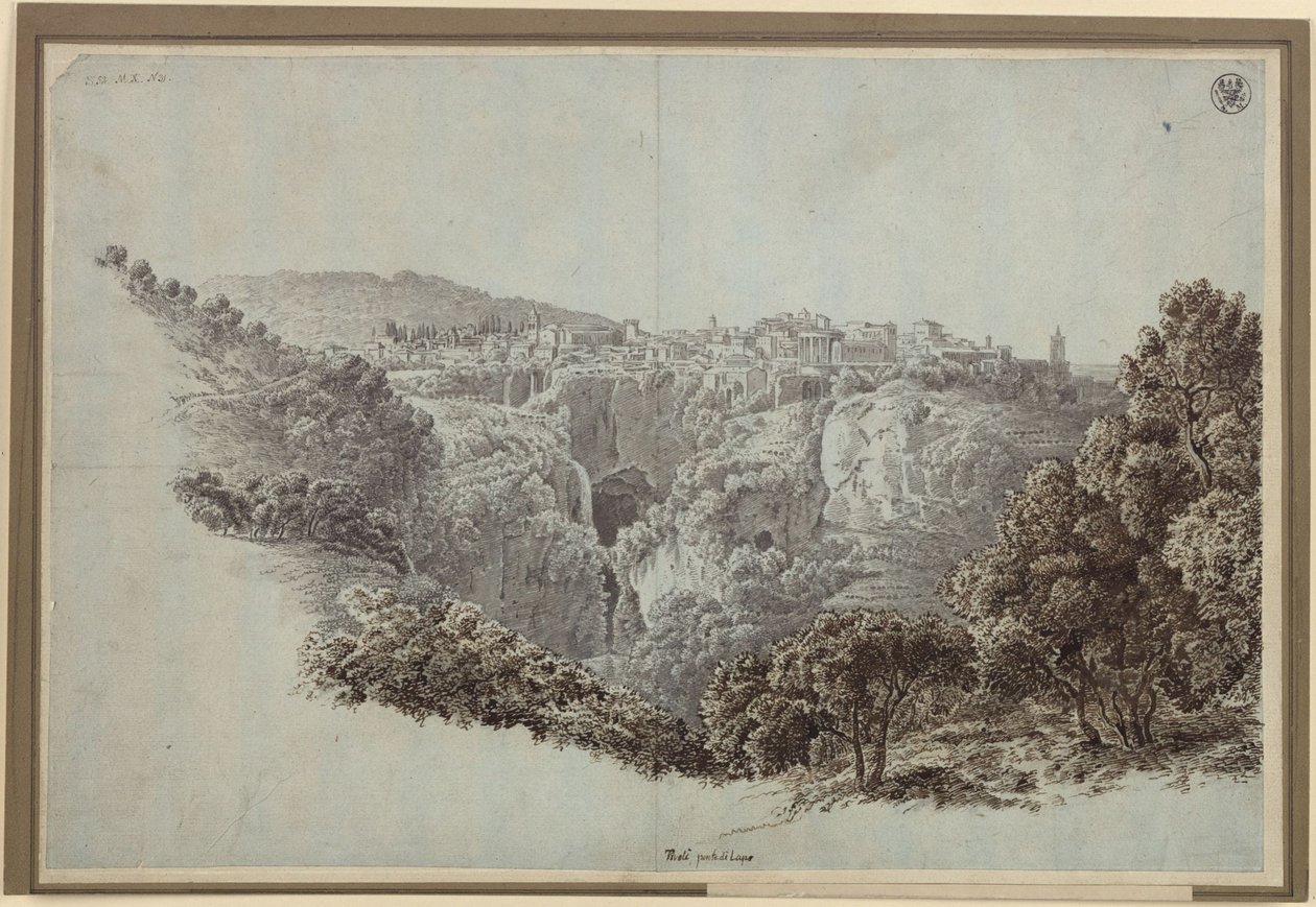 Blick vom Monte Catillo nach Westen über das Tal des Anio (Aniene) hinweg auf Tivoli von Karl Friedrich Schinkel