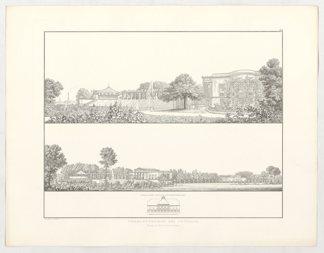 Charlottenhof bei Potsdam, Blatt 111 der Folge „Sammlung architektonischer Entwürfe“ von Karl Friedrich Schinkel
