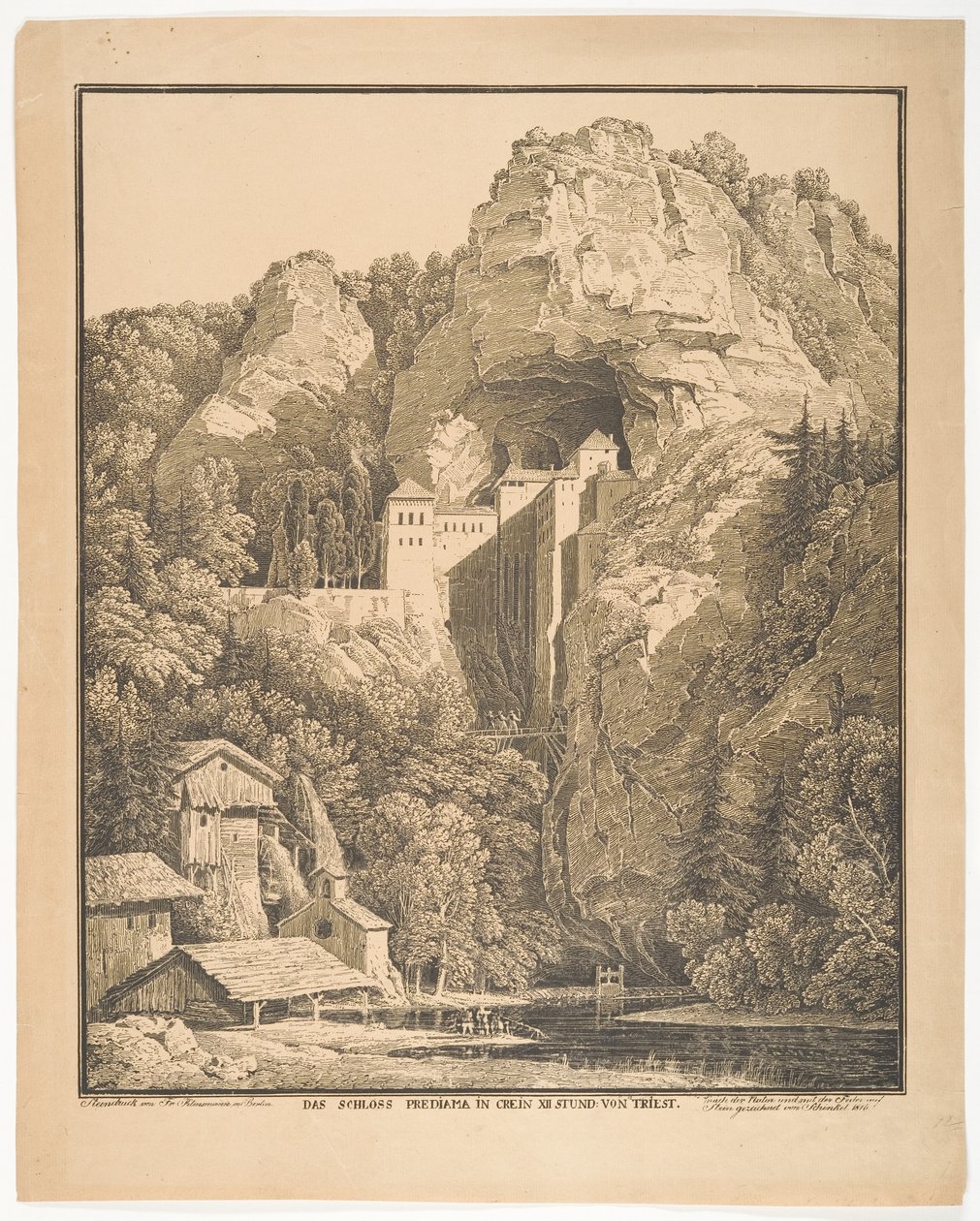Das Schloss Predjama in Crein XII Stunden von Triest von Karl Friedrich Schinkel