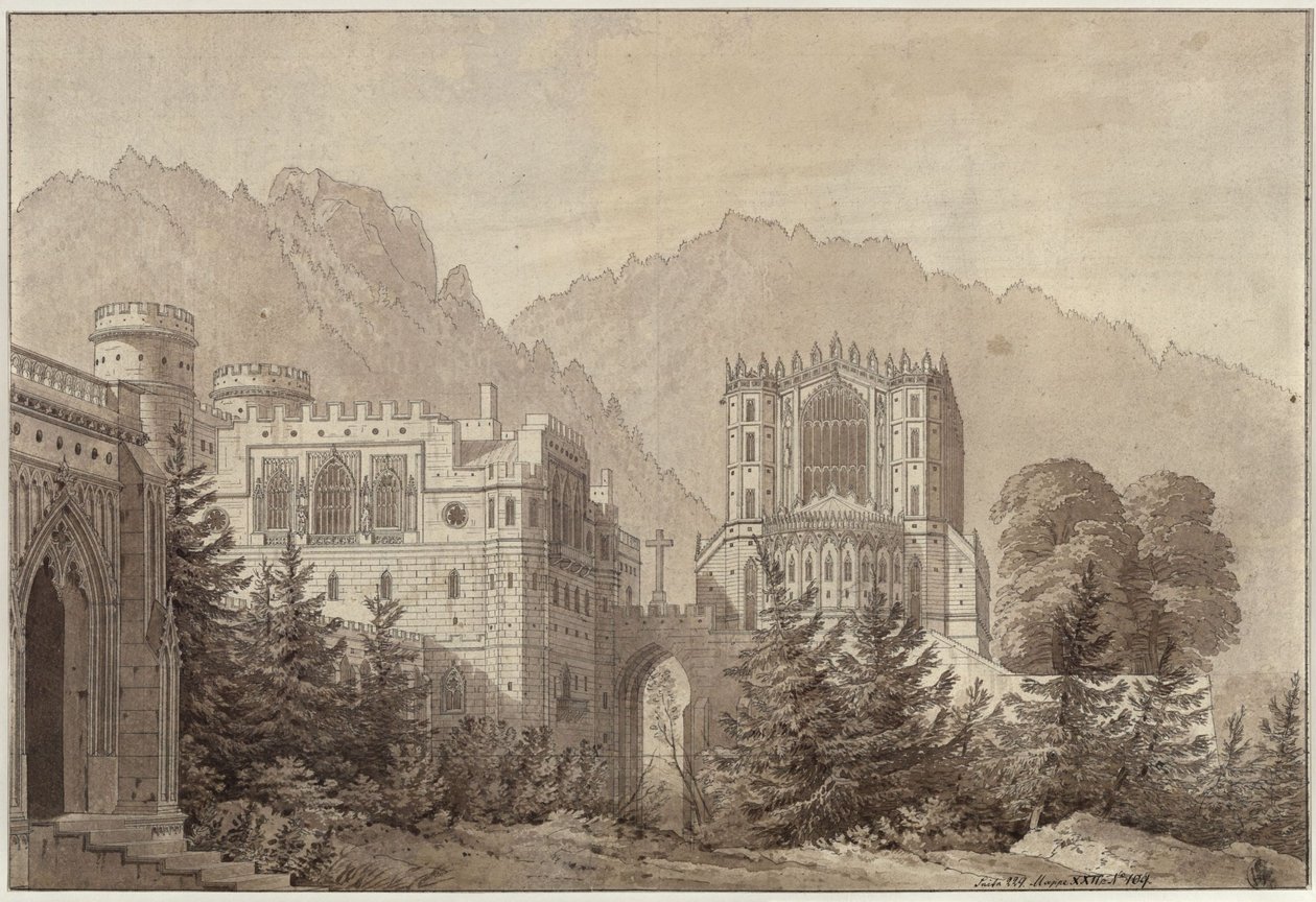 Dekoration zum allgemeinen Gebrauch. Mittelalterliche Burganlage. Schloss Woodstock von Karl Friedrich Schinkel