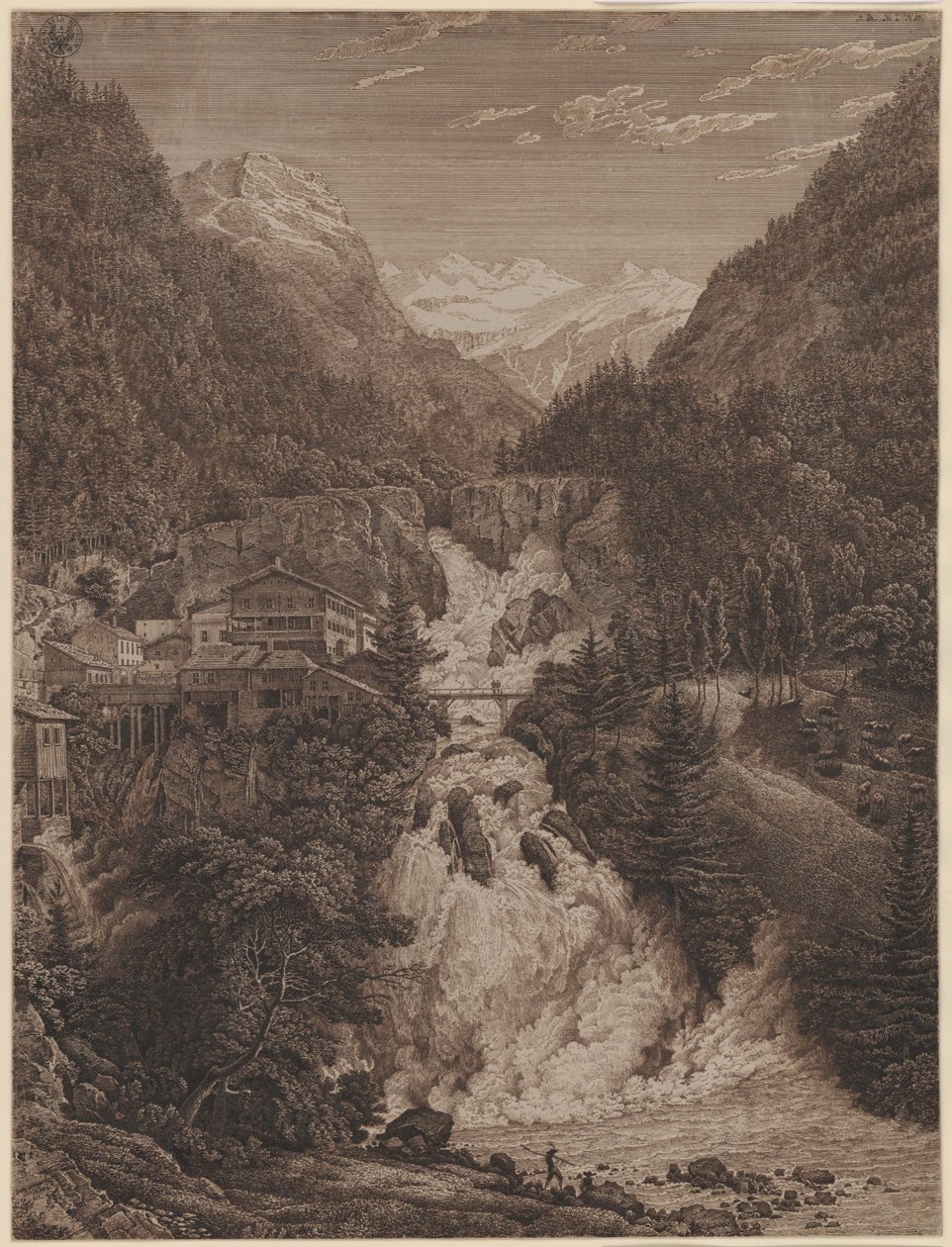Der Wasserfall bei Wildbad Gastein von Karl Friedrich Schinkel