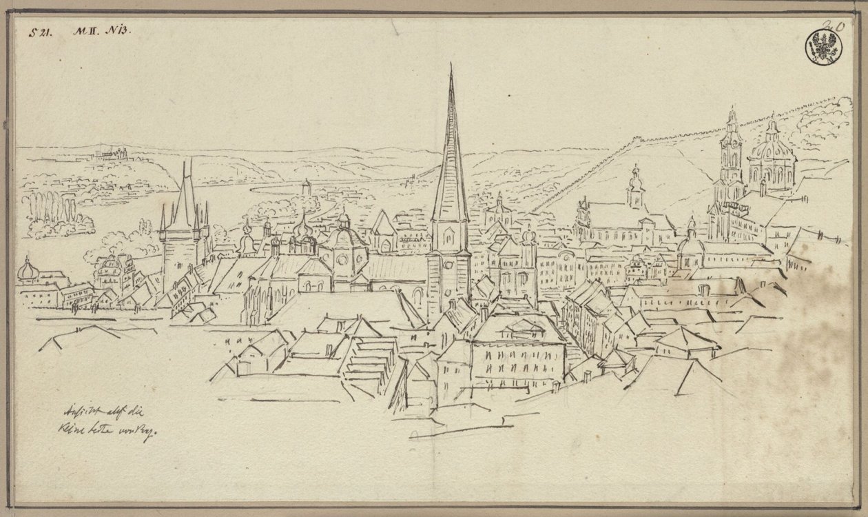 Die Kleinseite in Prag vom Hradschin aus von Karl Friedrich Schinkel
