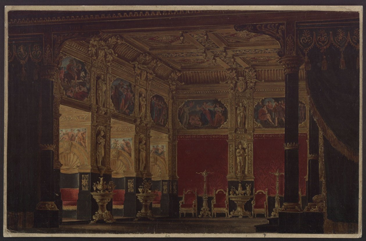 Don Carlos. Trauerspiel von Friedrich Schiller. Entwurf zur 5. Dekoration. Kabinett der Prinzessin von Eboli von Karl Friedrich Schinkel