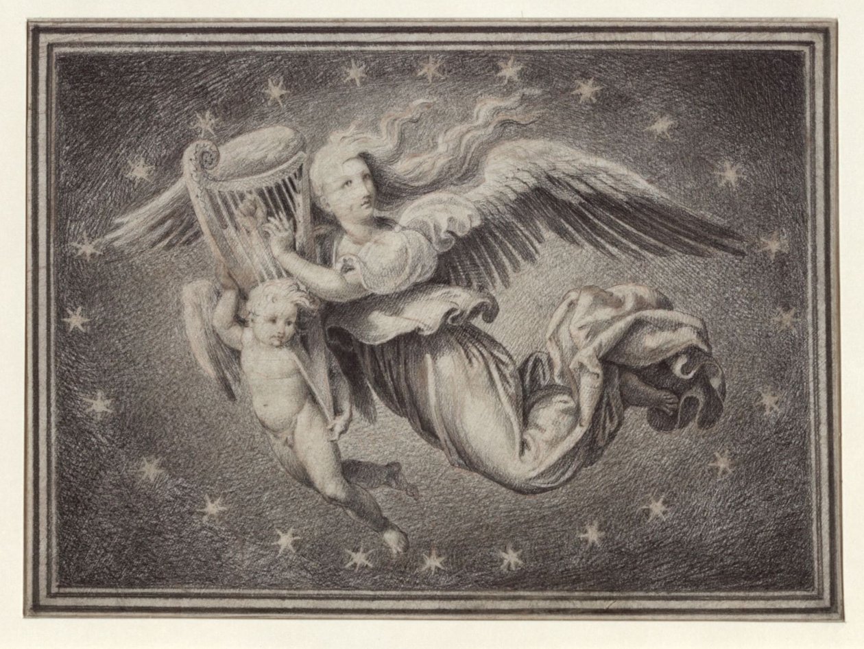 Genius der Musik, auf einer Harfe spielend von Karl Friedrich Schinkel