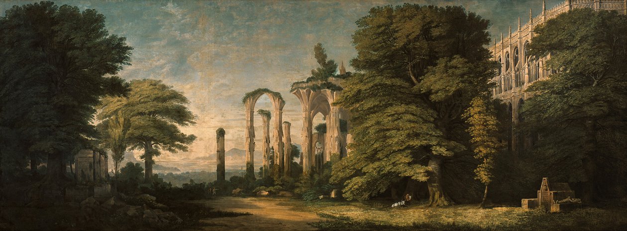 Gotische Klosterruine und Baumgruppen von Karl Friedrich Schinkel