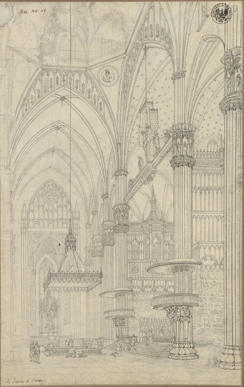 Innere Ansicht des Querschiffs des Doms von Mailand von Karl Friedrich Schinkel