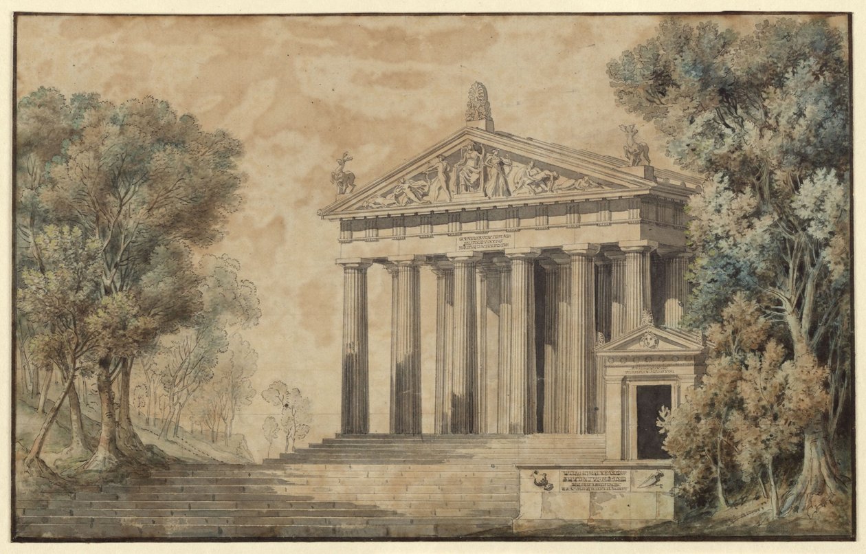 Iphigenie auf Tauris. Schauspiel von Johann Wolfgang von Goethe. Entwurf zu einer Dekoration. Tempel der Diana von Karl Friedrich Schinkel