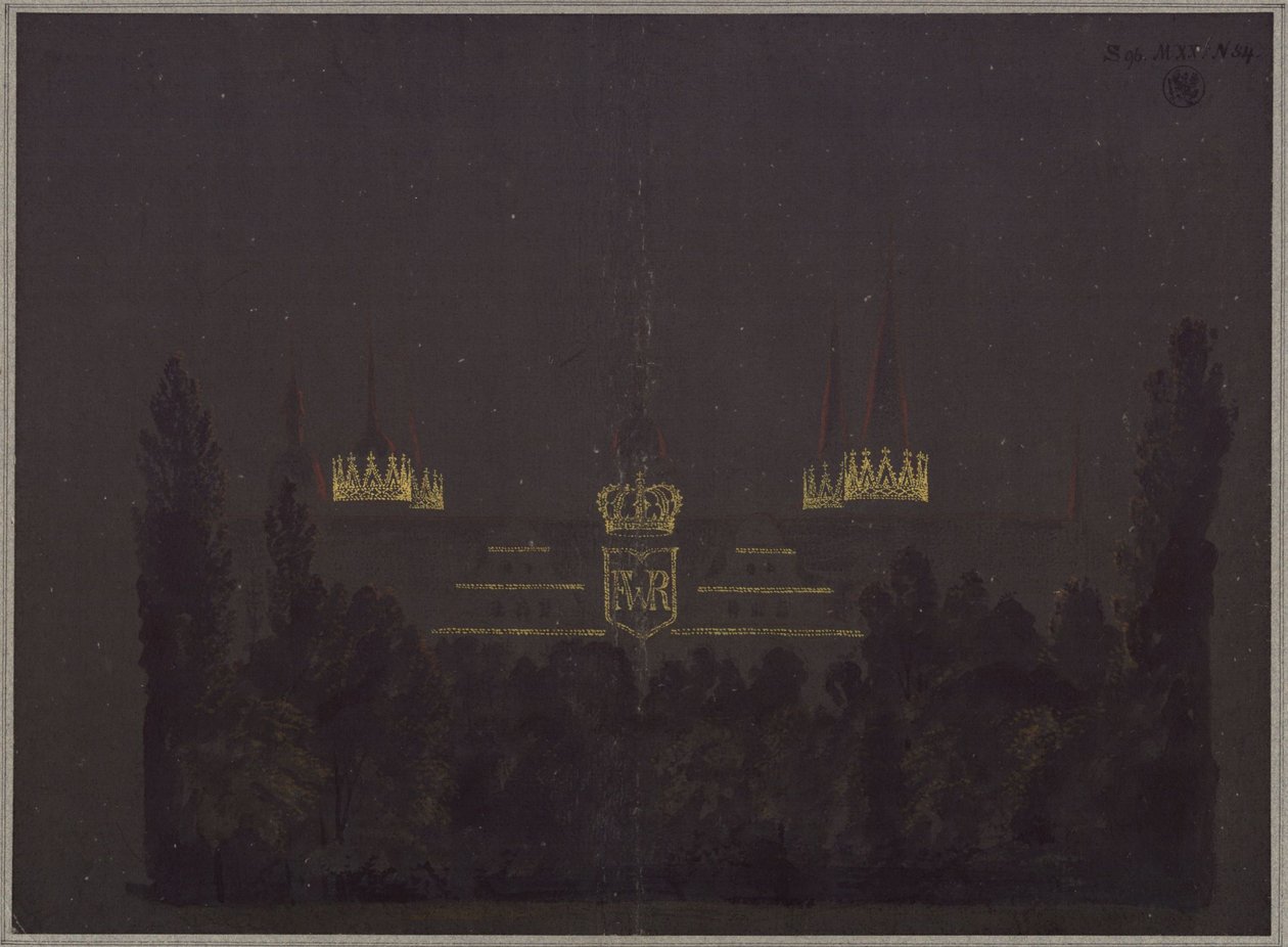 Merseburg. Schloss. Entwurf zur Illumination des Schlosses anlässlich der Huldigungsfeierlichkeiten für Friedrich Wilhelm III. von Preußen von Karl Friedrich Schinkel