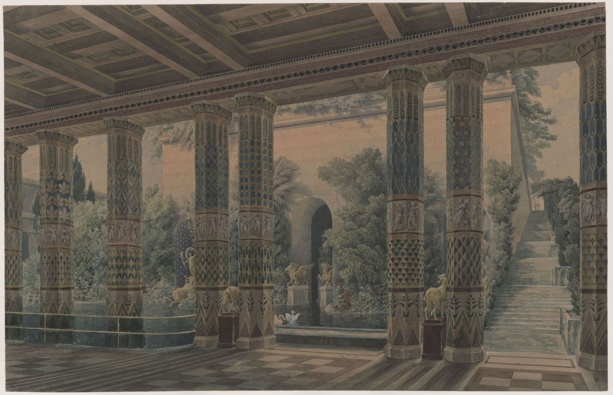 Schloss Orianda auf der Krim. Antikischer Entwurf. Empfangshalle, Kaisergarten von Karl Friedrich Schinkel