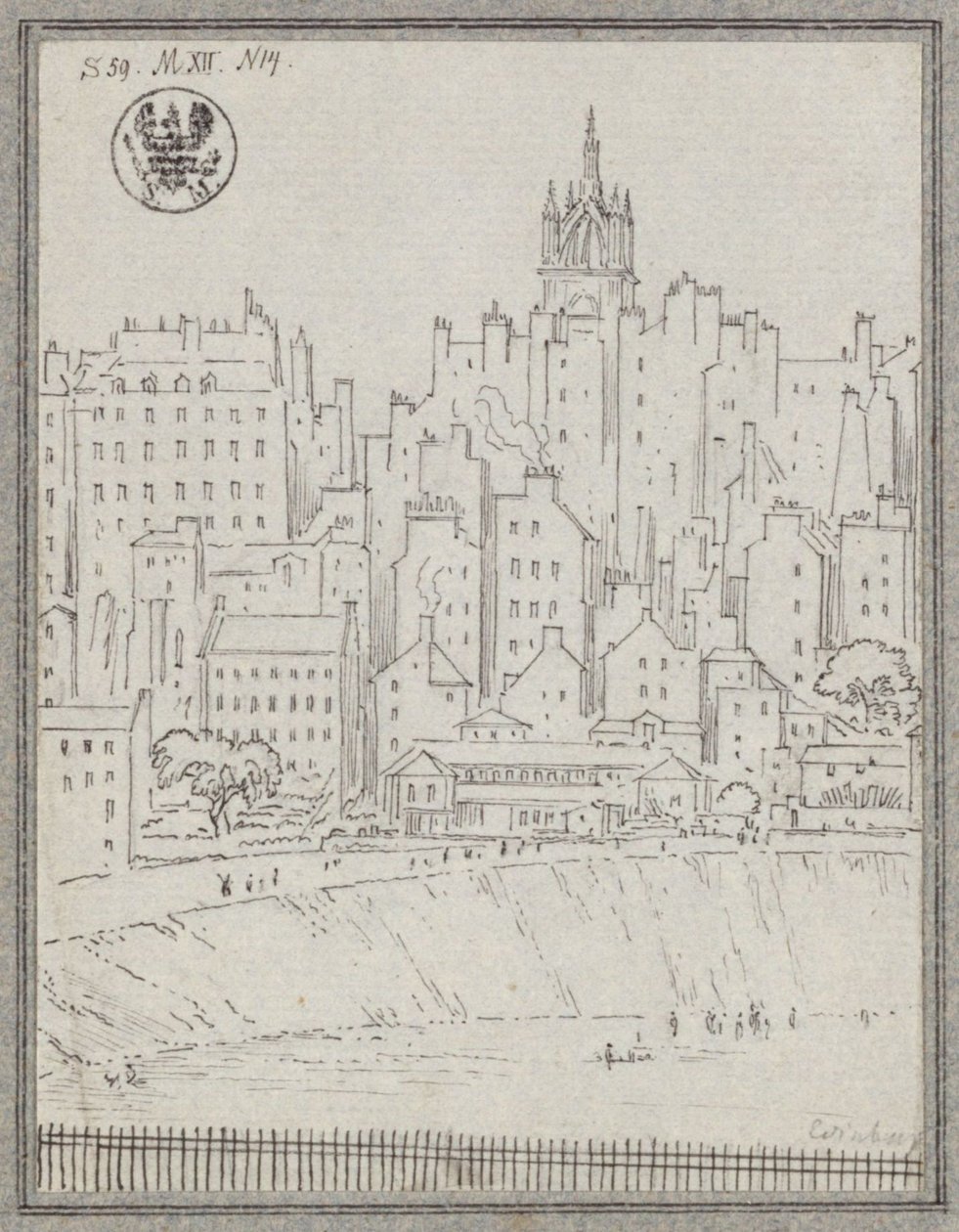 Stadtansicht von Edinburgh mit Häusern von Karl Friedrich Schinkel