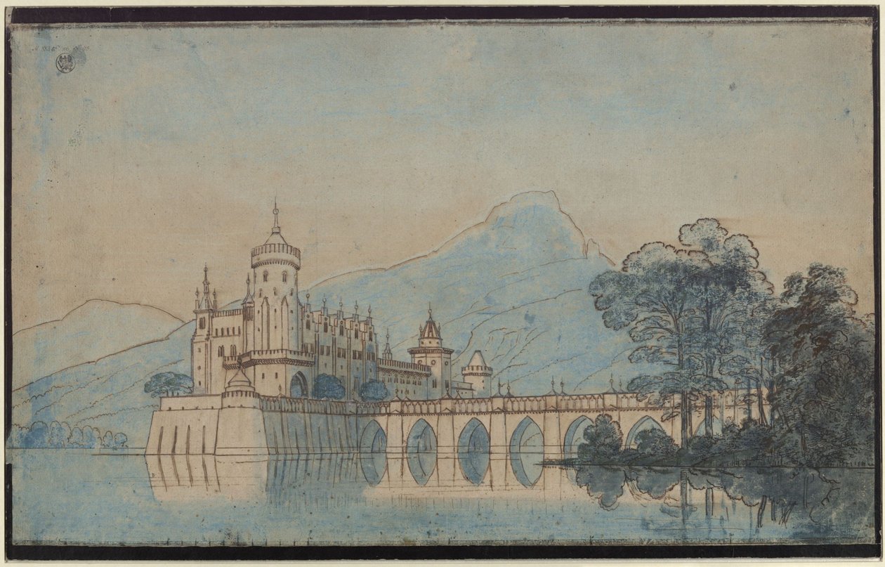 Undine. Oper von E. T. A. Hoffmann. Entwurf der 9. Dekoration. Burg Ringstetten von Karl Friedrich Schinkel