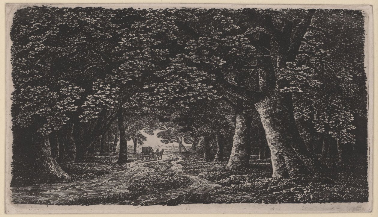 Waldweg mit einer Kutsche von Karl Friedrich Schinkel
