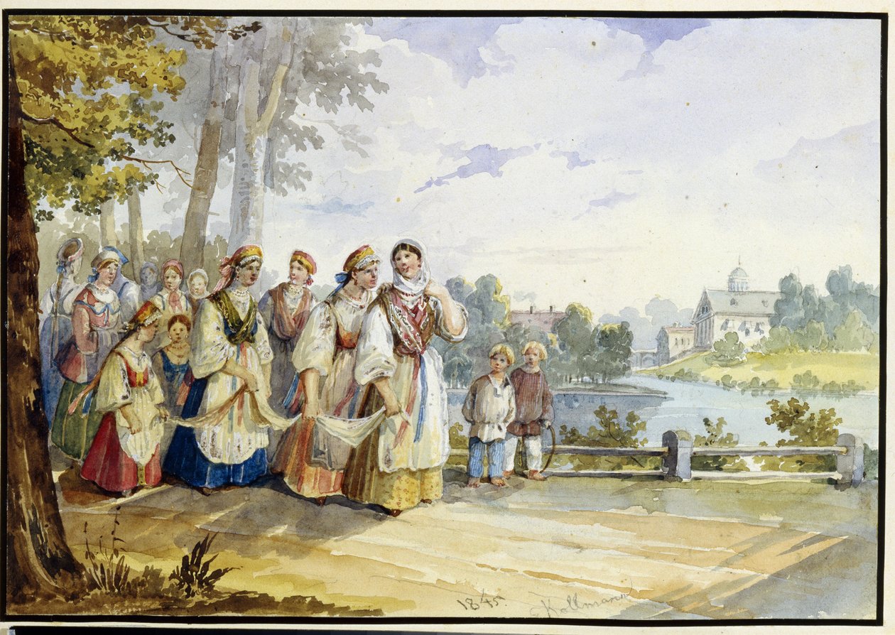 Russische Bäuerinnen im Festkleid von Karl Ivanovich Kolmann