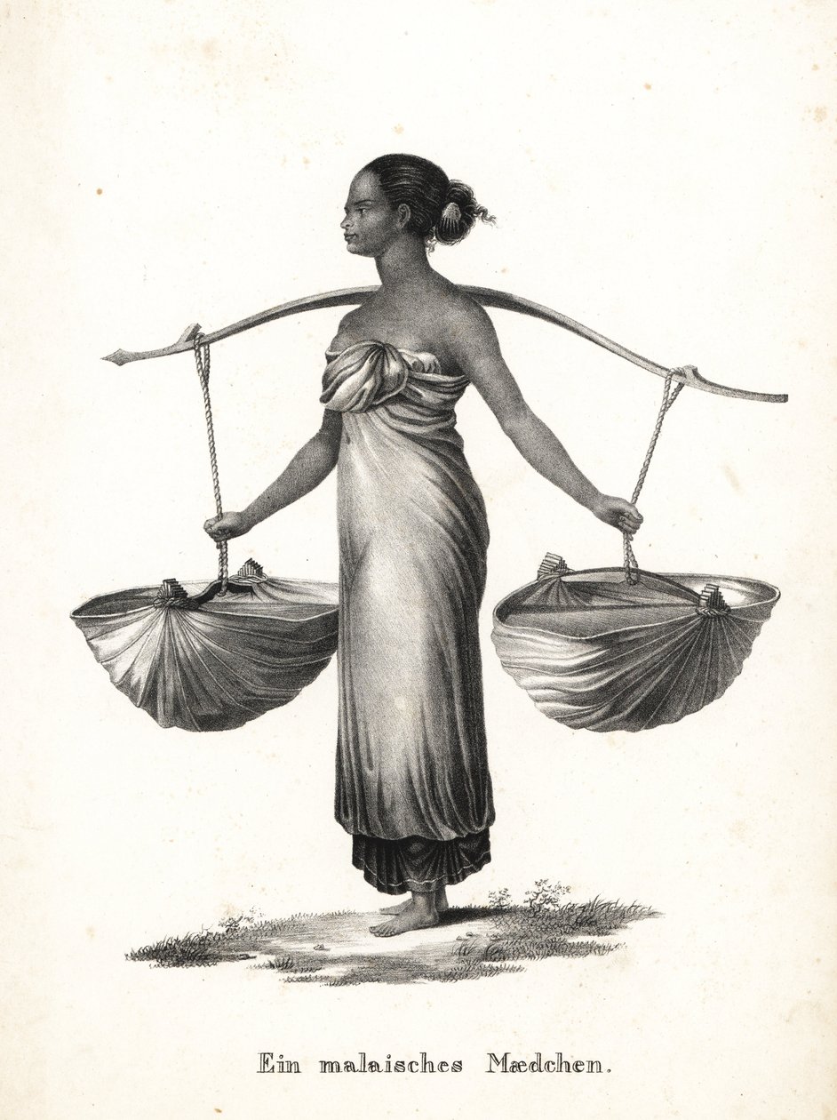 Malaiisches Mädchen mit hochgebundenem Haar, das Turnschuhe trägt von Karl Joseph Brodtmann