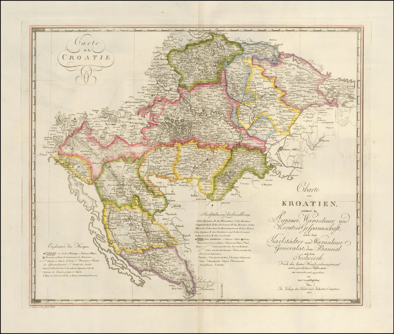 Karte von Kroatien von 1803 von Karl Joseph Kipferling von Karl Joseph Kipferling