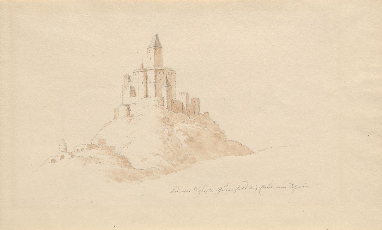 Das alte Schloss Gutenfels bei Kaub am Rhein von Karl Julius Von Leypold
