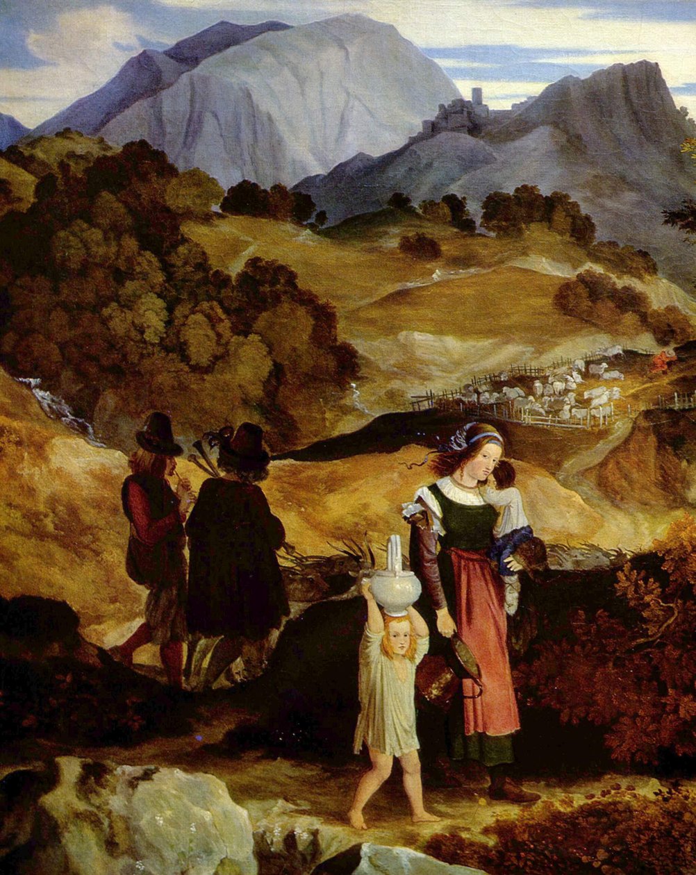 Gebirgslandschaft bei Subiaco mit Hirten (Detail) von Karl Philipp Fohr