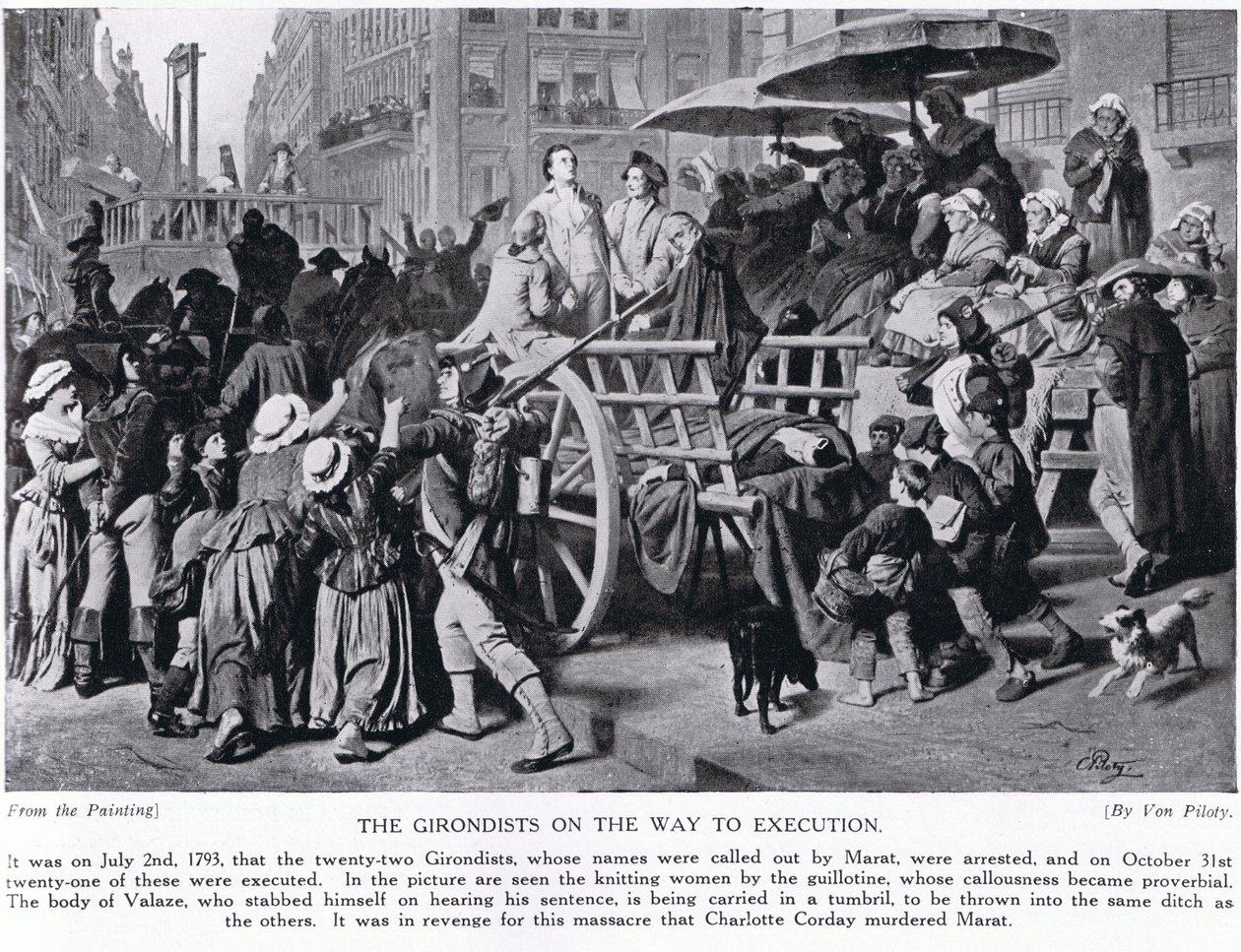 Die Girondisten auf dem Weg zur Hinrichtung, Illustration aus 