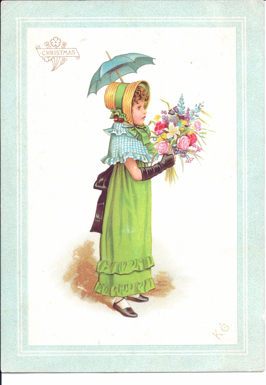 Viktorianische Grußkarte von Kindern in Kostümen beim Tanzen, ca. 1880 von Kate Greenaway