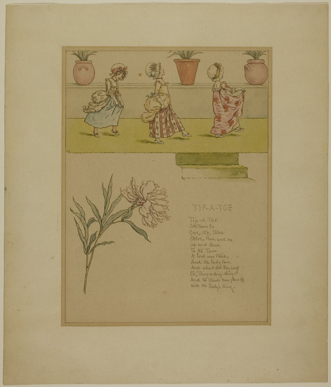 Studie für Tip a Toe, aus Marigold Garden von Kate Greenaway