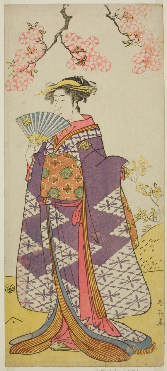 Der Schauspieler Ichikawa Komazo II als Geist von Lady Shiragiku im Stück Hatsu Midori Saiwai Soga, aufgeführt im Kawarazaki-Theater im dritten Monat, 1791 von Katsukawa Shun