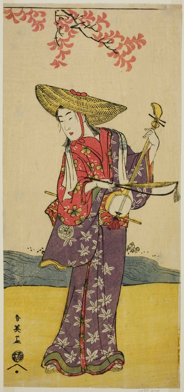 Der Schauspieler Sawamura Tamagashira als wandernder Musiker im Stück Dai Danna Kanjincho, aufgeführt im Kawarazaki-Theater im elften Monat, 1790 von Katsukawa Shun