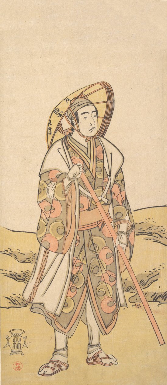 Der dritte Sawamura Sojuro als Pilger zum Kannon-Schrein, ca. 1784-88 von Katsukawa Shunko