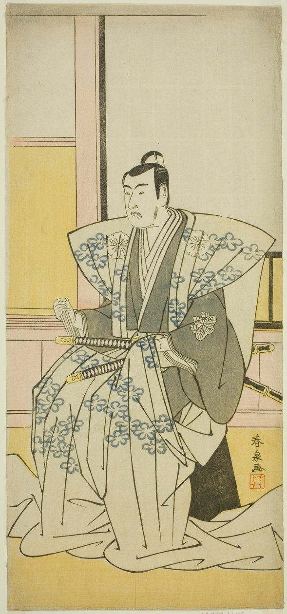 Der Schauspieler Matsumoto Koshiro IV als Hatakeyama Shigetada im Stück Edo no Fuji Wakayagi Soga, aufgeführt im Nakamura Theater im ersten Monat, 1789 von Katsukawa Shunsen