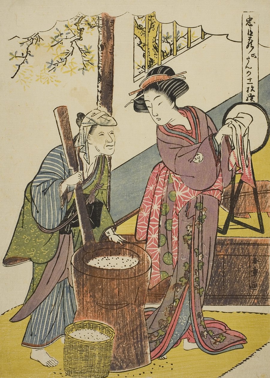 Akt Sechs: Yoichibeis Haus aus dem Stück Chushingura (Schatz der treuen Vasallen), ca. 1779-80 (Farbholzschnitt; chuban) von Katsukawa Shunsho