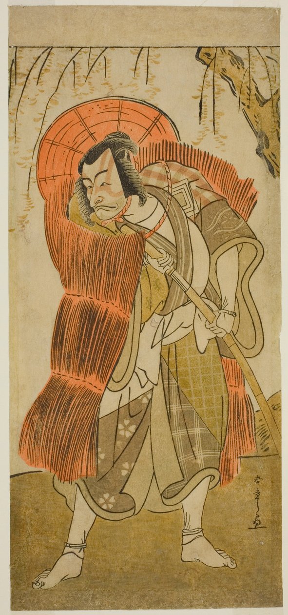 Der Schauspieler Ichikawa Danjuro V als Akushichibyoe Kagekiyo verkleidet als Bettler, im Stück Tsukisenu Haru Hagoromo Soga, aufgeführt im Ichimura-Theater im dritten Monat, 1777 von Katsukawa Shunsho