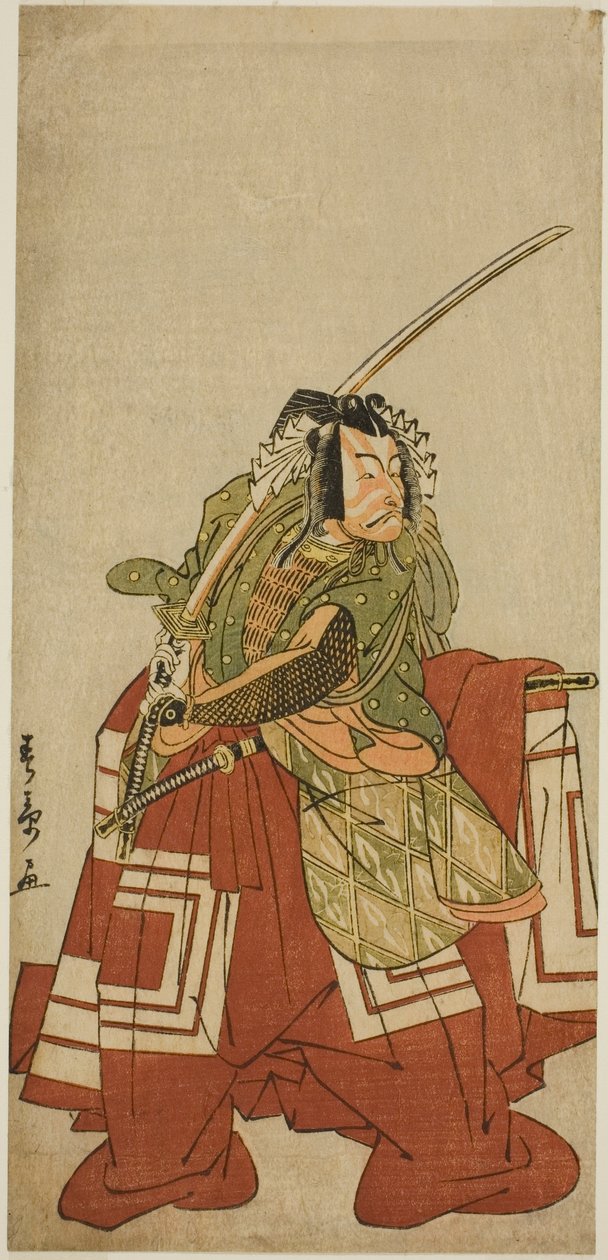 Der Schauspieler Ichikawa Danjuro V als Arakawa Taro im Stück Date Nishiki Tsui no Yumitori, aufgeführt im Morita Theater im elften Monat, 1778 von Katsukawa Shunsho