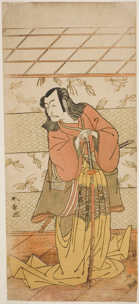 Der Schauspieler Ichikawa Danjuro V als Ashiya Doman im Stück Kikyo-zome Onna Urakata, aufgeführt im Morita Theater im siebten Monat, 1776 von Katsukawa Shunsho