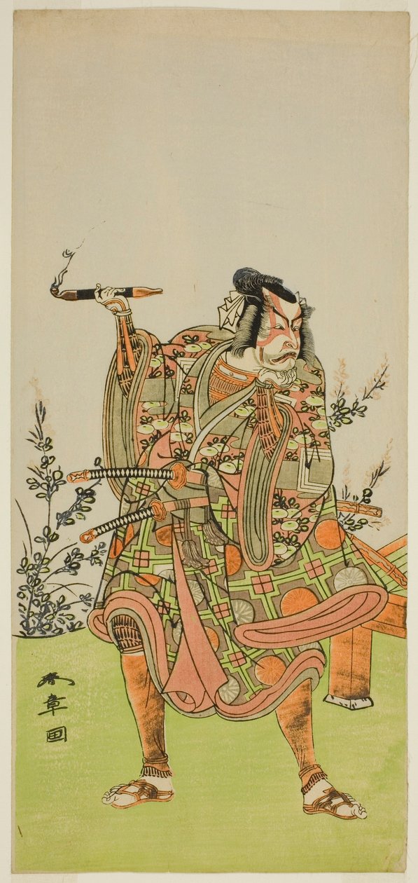 Der Schauspieler Ichikawa Danzaburo II als Usui no Sadamitsu (?) im Stück Edo Katagi Hikeya Tsunasaka (?), aufgeführt im Ichimura-Theater (?) im elften Monat, 1772 (?) von Katsukawa Shunsho