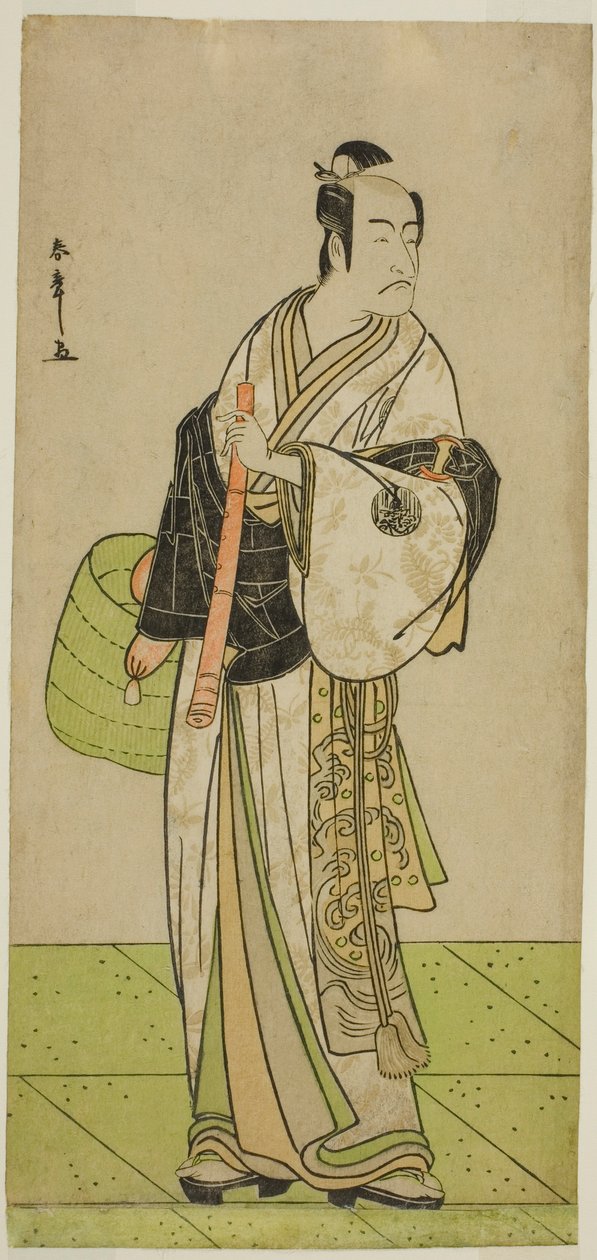 Der Schauspieler Ichikawa Ebizo als Kudo Suketsune verkleidet als Komuso im Stück Waka Murasaki Edokko Soga, aufgeführt im Ichimura-Theater im ersten Monat, 1792 von Katsukawa Shunsho