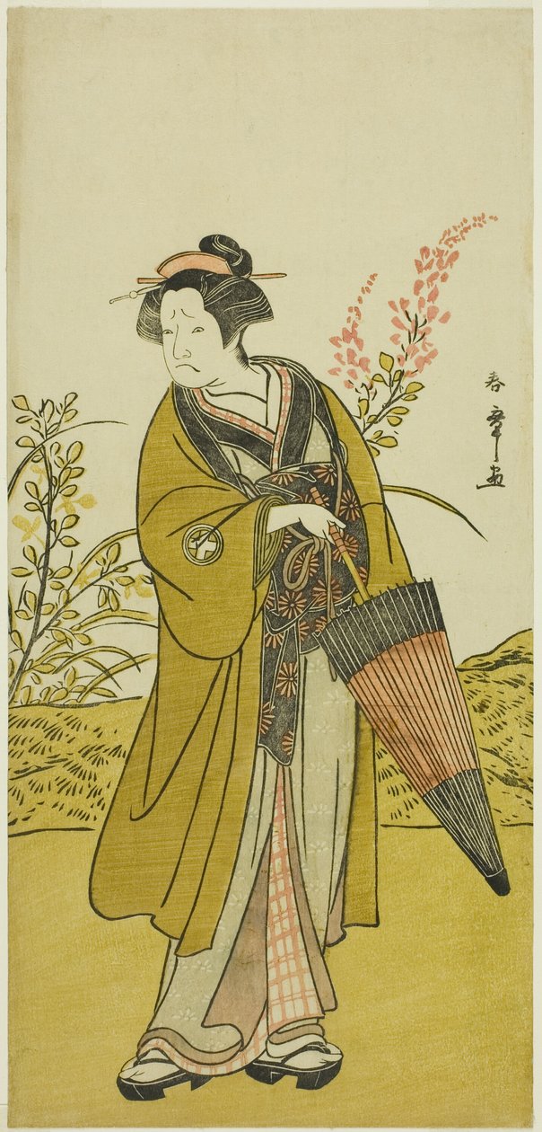 Der Schauspieler Otani Tomoemon I als Otsuma im Stück Kabuki no Hana Bandai Soga, aufgeführt im Ichimura Theater im vierten Monat, 1781 von Katsukawa Shunsho