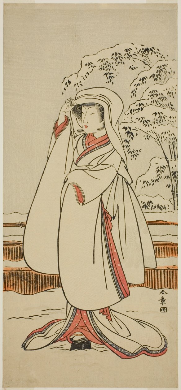 Der Schauspieler Segawa Tomisaburo I als Reiherjungfrau (Sagi Musume) von Katsukawa Shunsho