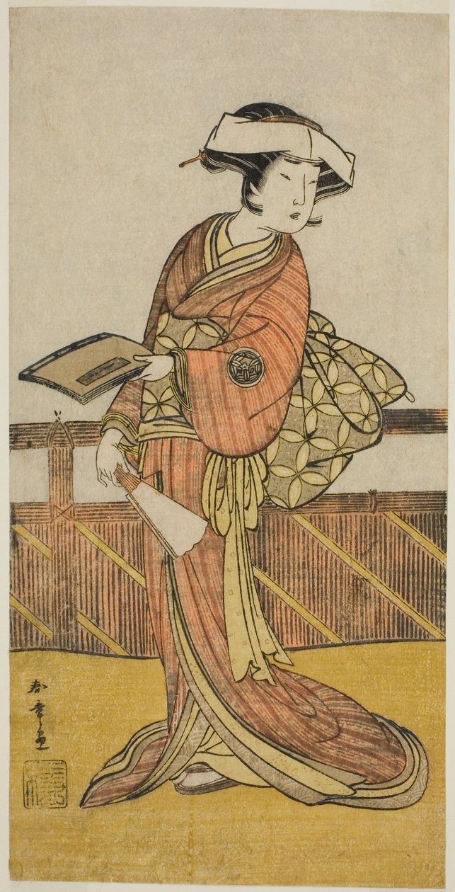 Der Schauspieler Yamashita Kinsaku II als Oishi (?) im Stück Kanadehon Chushin Nagori no Kura (?), aufgeführt im Nakamora Theater (?) im neunten Monat, 1780 (?) von Katsukawa Shunsho