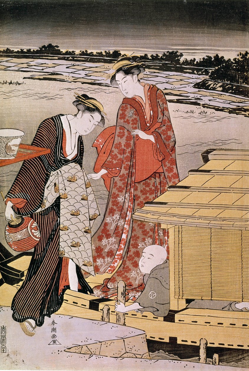 Dämmerung am Sumida-Fluss von Katsukawa Shunsho