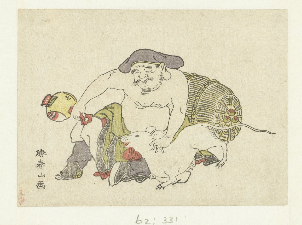 Daikoku und seine Ratte von Katsukawa Shunzan