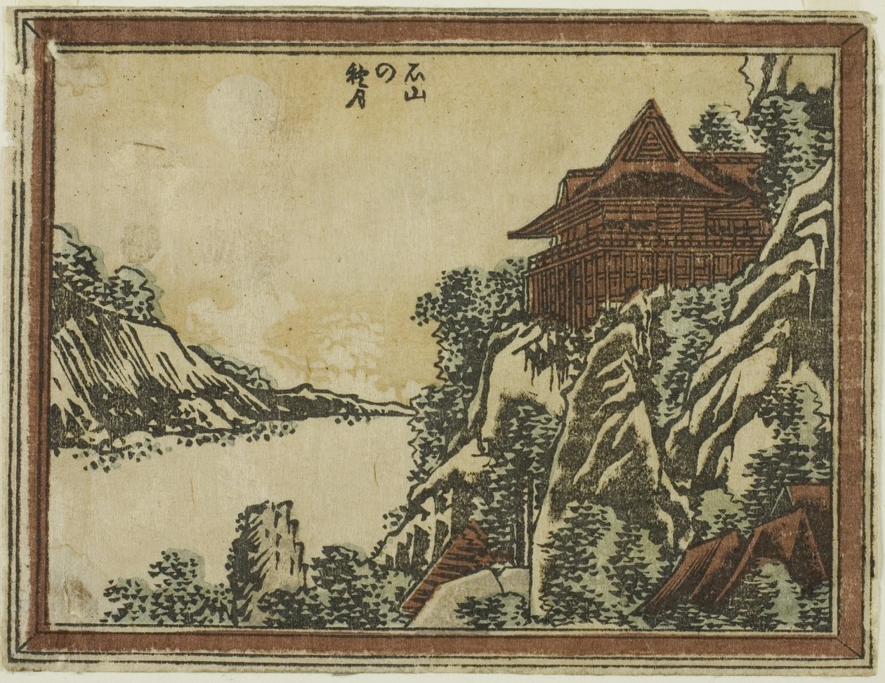 Herbstmond in Ishiyama (Ishiyama no shugetsu) aus der Serie Acht Ansichten von Omi im Ätzstil (Doban Omi hakkei) von Katsushika Hokusai