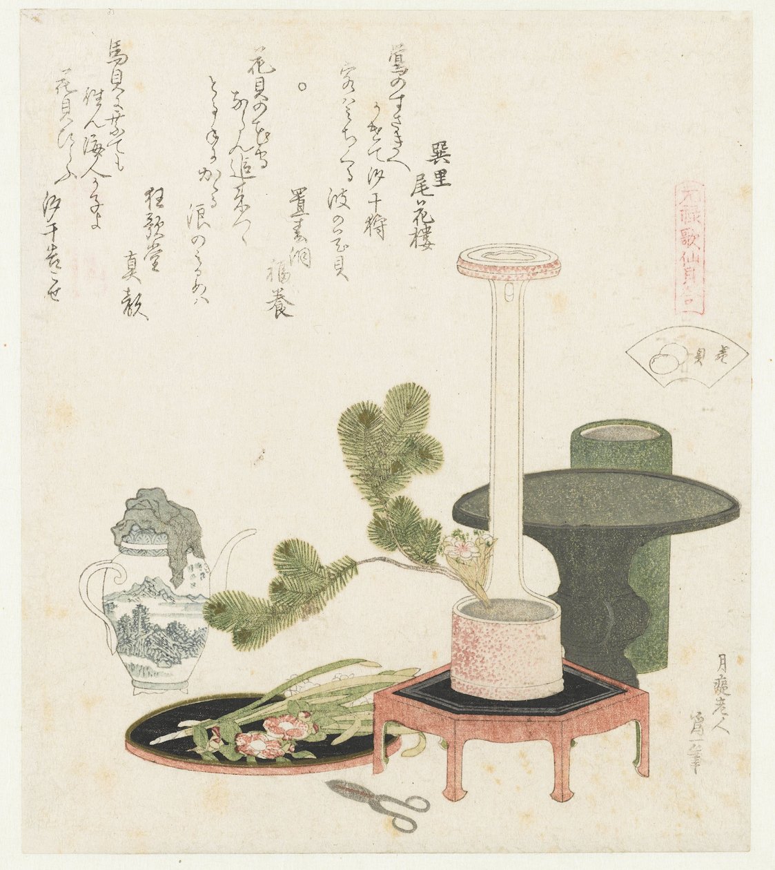 Blumenschale Ein Vergleich von Genroku-Gedichten und Muscheln Genroku kasen kaiawase (Serie) von Katsushika Hokusai