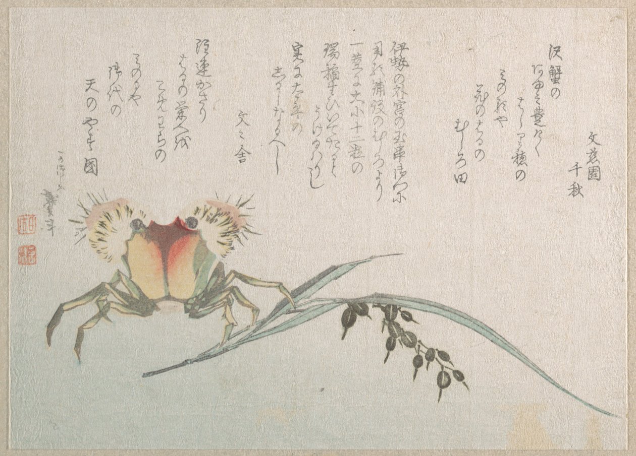 Krabbe und Reisplanze von Katsushika Hokusai
