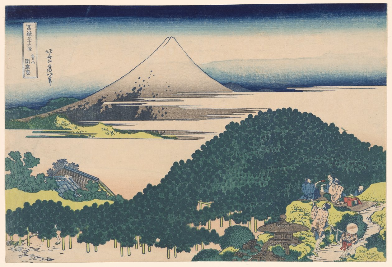 Kissen-Kiefer in Aoyama, aus der Serie "36 Ansichten des Berges Fuji" von Katsushika Hokusai