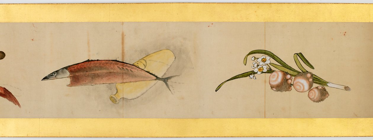 Detail einer Bildrolle mit verschiedenen Bildern, Edo-Periode, 1839 (Detail) von Katsushika Hokusai