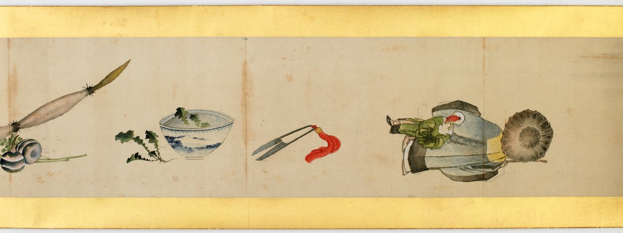 Detail einer Bildrolle mit verschiedenen Bildern, Edo-Periode, 1839 (Detail) von Katsushika Hokusai