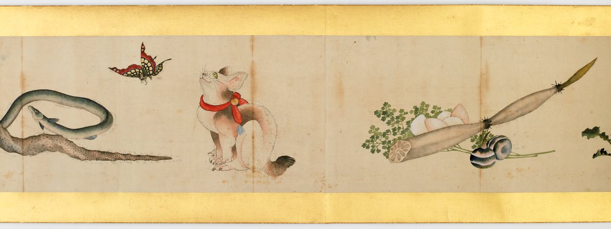 Detail einer Bildrolle mit verschiedenen Bildern, Edo-Periode, 1839 (Detail) von Katsushika Hokusai