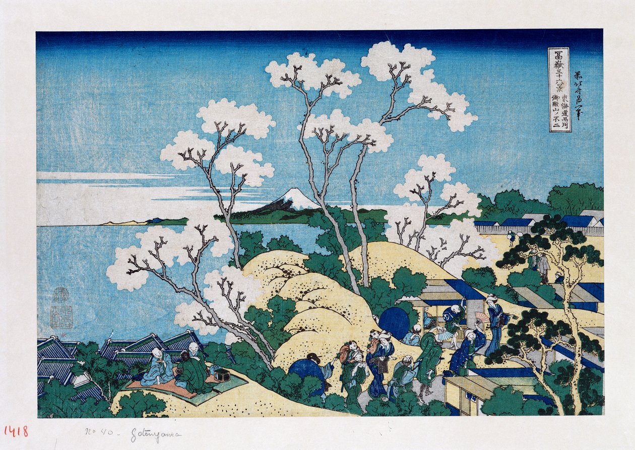 Fuji von Gotenyama in Shinagawa am Tokaido, aus der Serie Die sechsunddreißig Ansichten des Berges Fuji von Katsushika Hokusai
