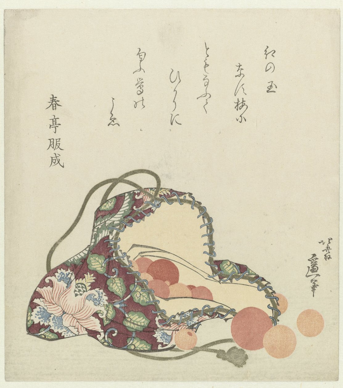 Quarzperlen mit einer Brokattasche von Katsushika Hokusai